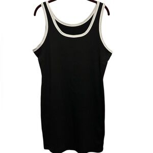 Medium Black Knit Dress With White Trim